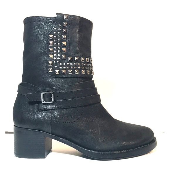 Vince Camuto Shoes - Vince Camuto Donato Black Leather Moto Boots 9.5